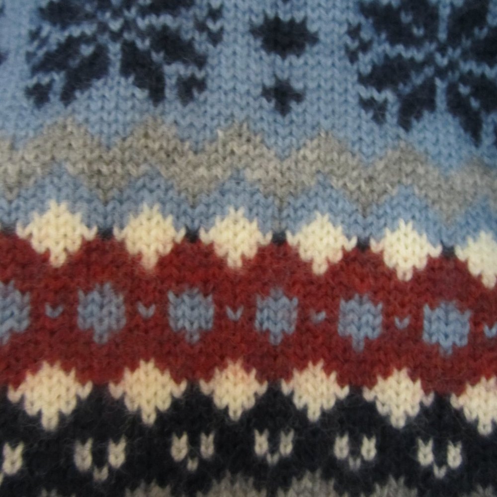 Vtg Lands End Mens M Blue Nordic Wool Ski Sweater - Picture 5 of 8